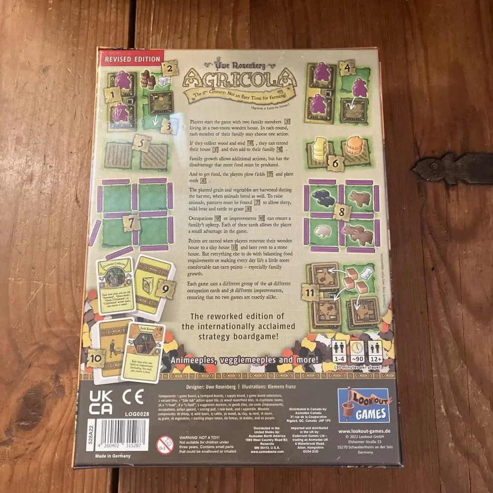 Agricola Board Game Revised Edition Lookout Games w/ Wooden Animals NEW / SEALED